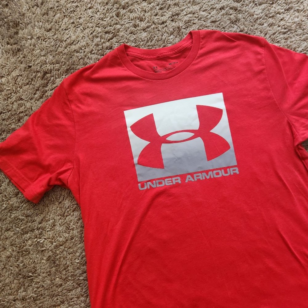 Under Armour Big Logo Spellout T-Shirt S/s Heatgear Red Men's M Medium 2020